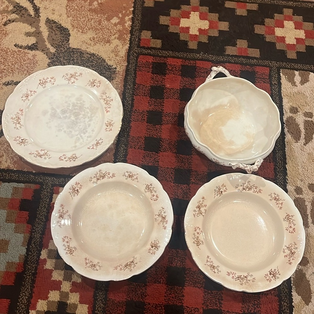Extremely old antique Mellor Taylor and co porcelain dishes lot